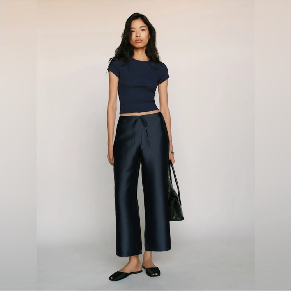 The Reformation Olina Crop Pants in Navy